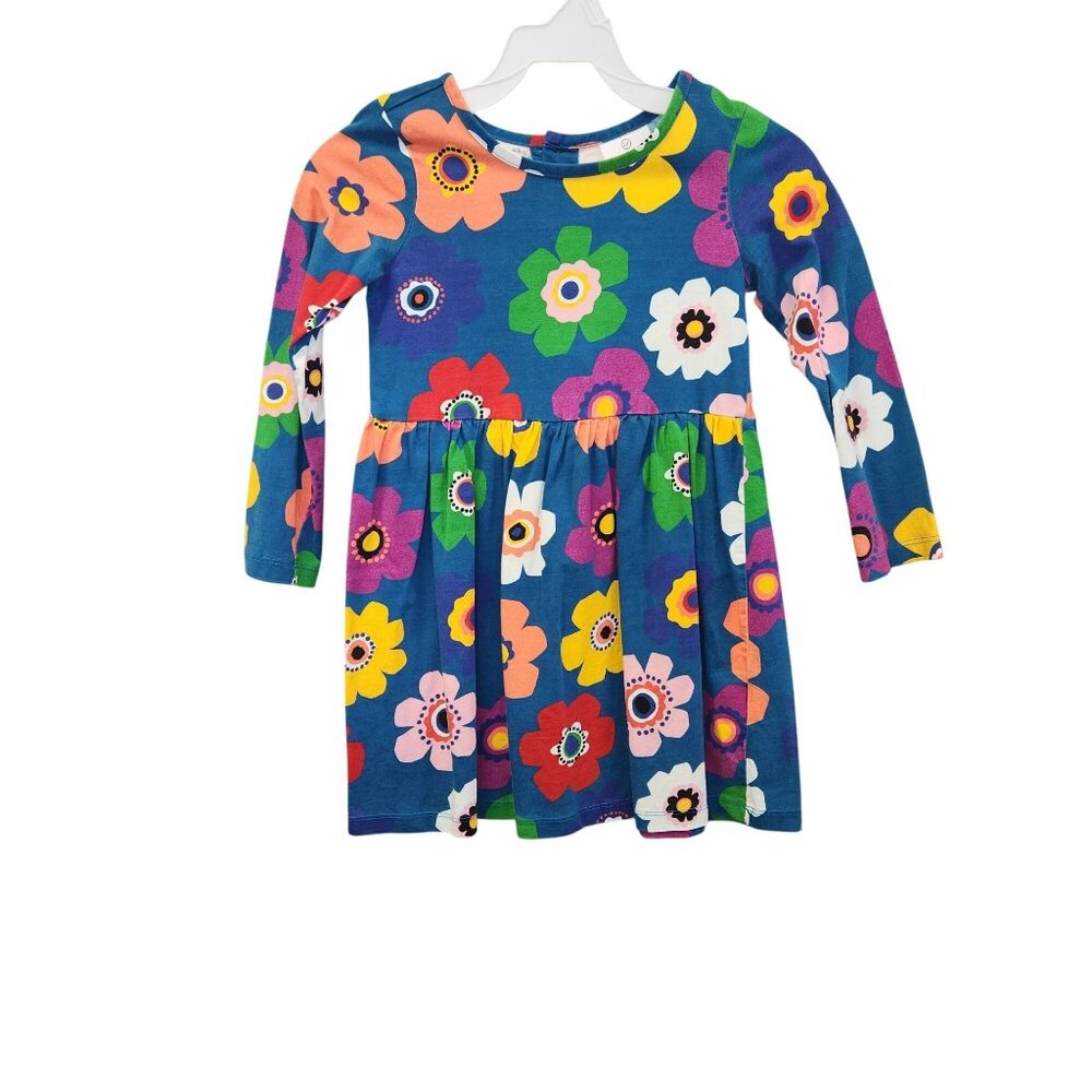 Hanna Andersson Girls Long Sleeve Floral Print Dress 5T Cotton Multicolor.3669